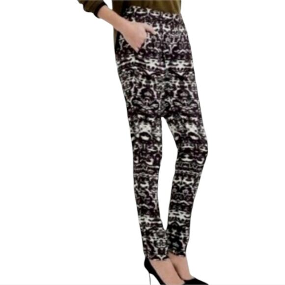 J. Crew Black and White Blurred ikat Drapey Pant size 2 - Picture 2 of 13